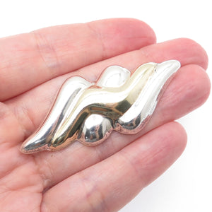 925 Sterling Silver 2-Tone Vintage Modernist Wavy Pin Brooch