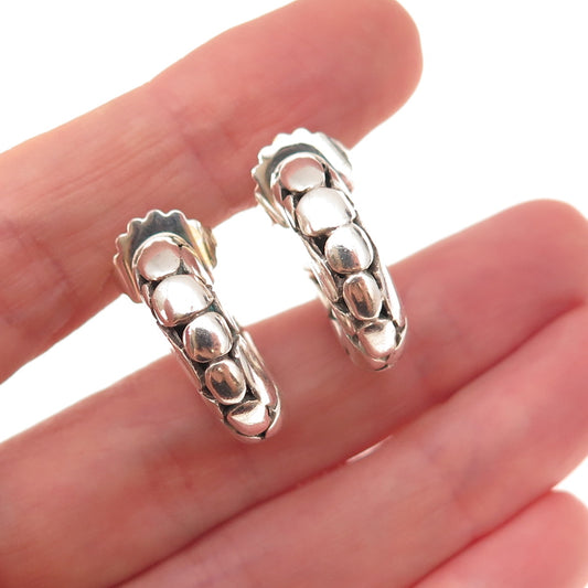 John Hardy 925 Sterling Silver Vintage Kali Pebble Hoop Earrings