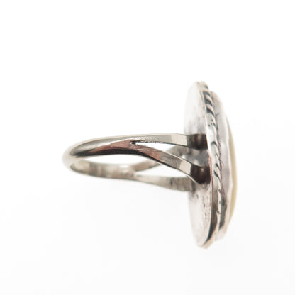 Old Pawn 925 Sterling Silver Vintage Southwestern MOP Tribal Ring Size 6.5