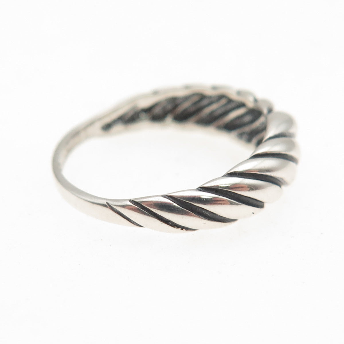 KABANA 925 Sterling Silver Vintage Modernist Ribbed Oxidized Ring Size 6.25
