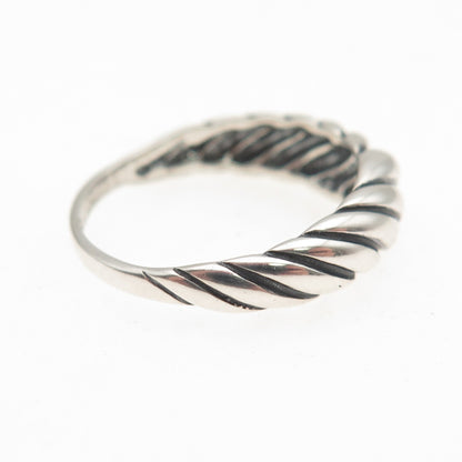 KABANA 925 Sterling Silver Vintage Modernist Ribbed Oxidized Ring Size 6.25
