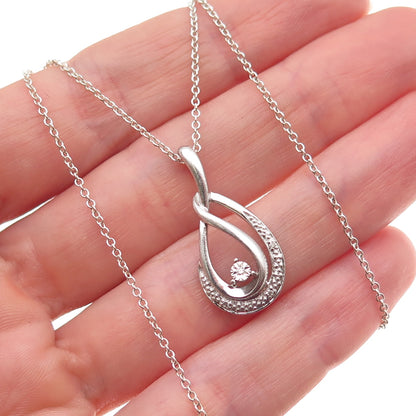 925 Sterling Silver Real Round-Cut Diamond Flame Cable Chain Necklace 18"