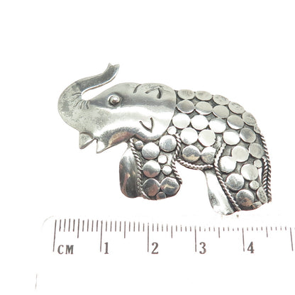 925 Sterling Silver Vintage Modernist Elephant Pin Brooch