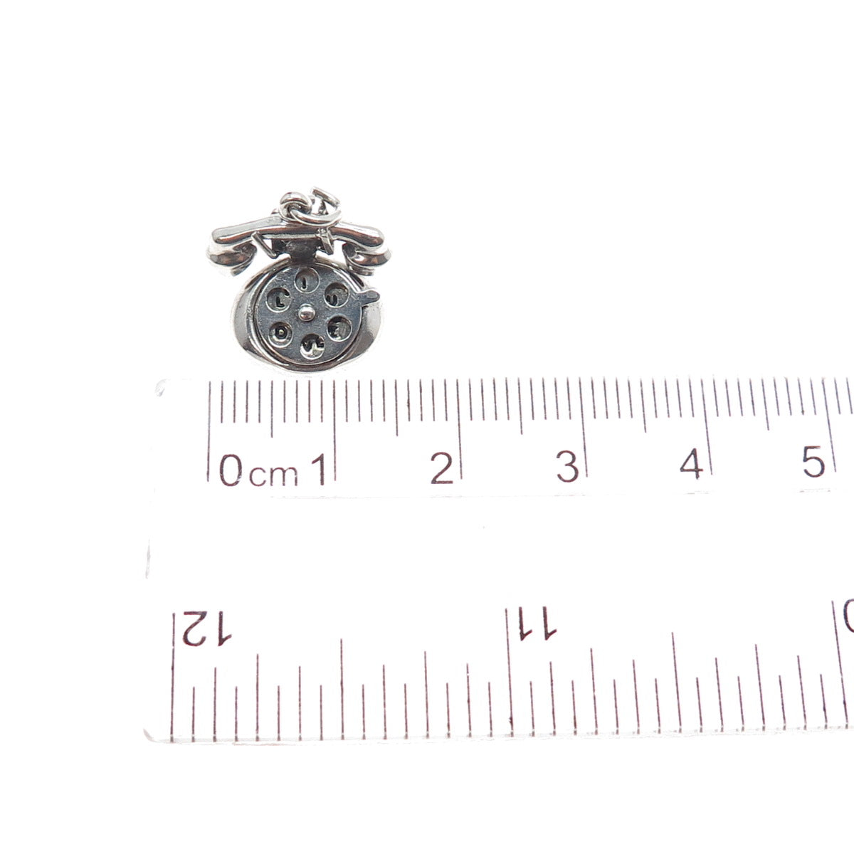 925 Sterling Silver Antique Art Deco I Love You Rotary Telephone Mini Pendant