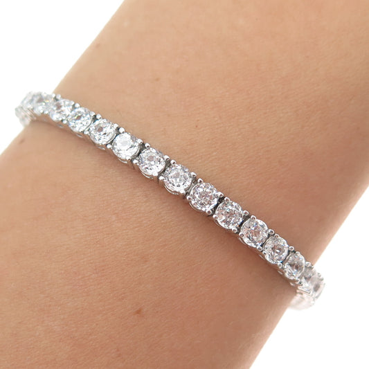 925 Sterling Silver Round-Cut C Z Tennis Link Bracelet 7.25"