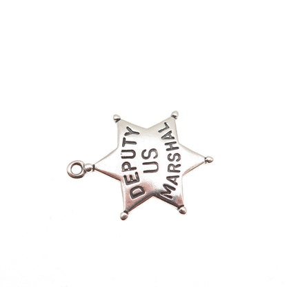 925 Sterling Silver Vintage 1980 Deputy US Marshal Star Mini Charm Pendant