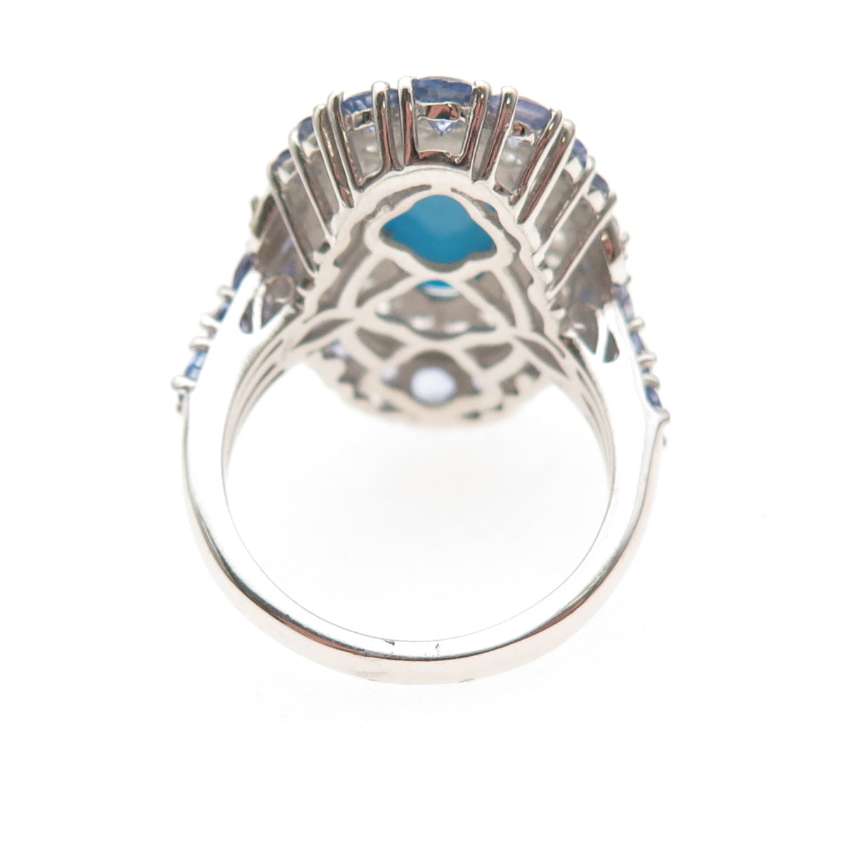 Chuck Clemency 925 Sterling Real Turquoise Tanzanite White Topaz Ring Size 8.25