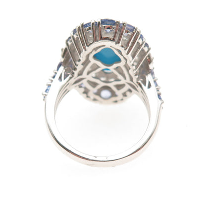Chuck Clemency 925 Sterling Real Turquoise Tanzanite White Topaz Ring Size 8.25