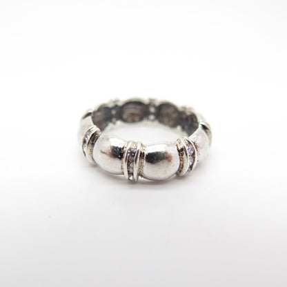 925 Sterling Silver C Z Bamboo Band Ring Size 7