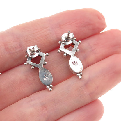 925 Sterling Silver Vintage Real Amber Oxidized Earrings