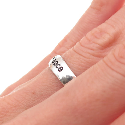 925 Sterling Silver Vintage Peace Oxidized Band Ring Size 6
