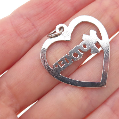 925 Sterling Silver Vintage Mother Heart Charm Pendant