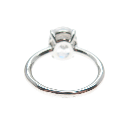 DSMK 925 Sterling Silver Oval-Cut Shaped C Z Engagement Ring Size 6.25