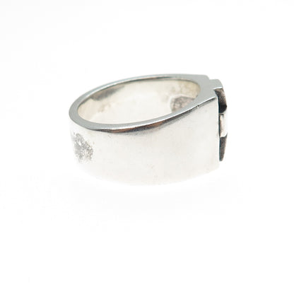 925 Sterling Silver Vintage Cross Oxidized Ring Size 10.75