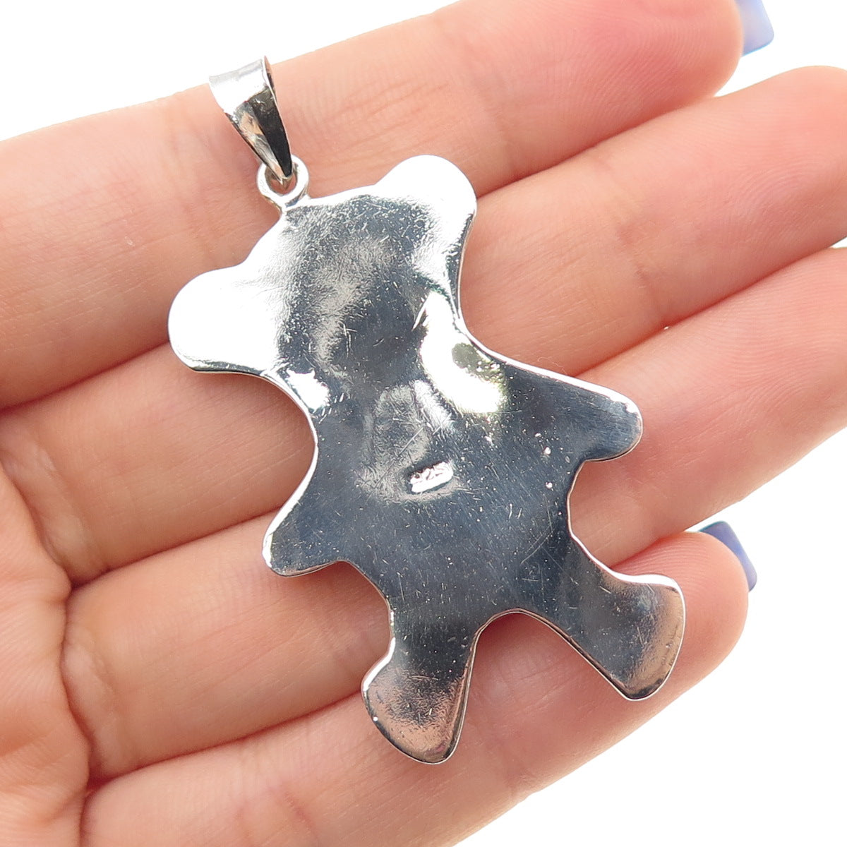 925 Sterling Silver Vintage Teddy Bear Oxidized Pendant