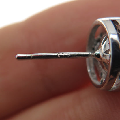 925 Sterling Silver Round-Cut C Z Stud Earrings