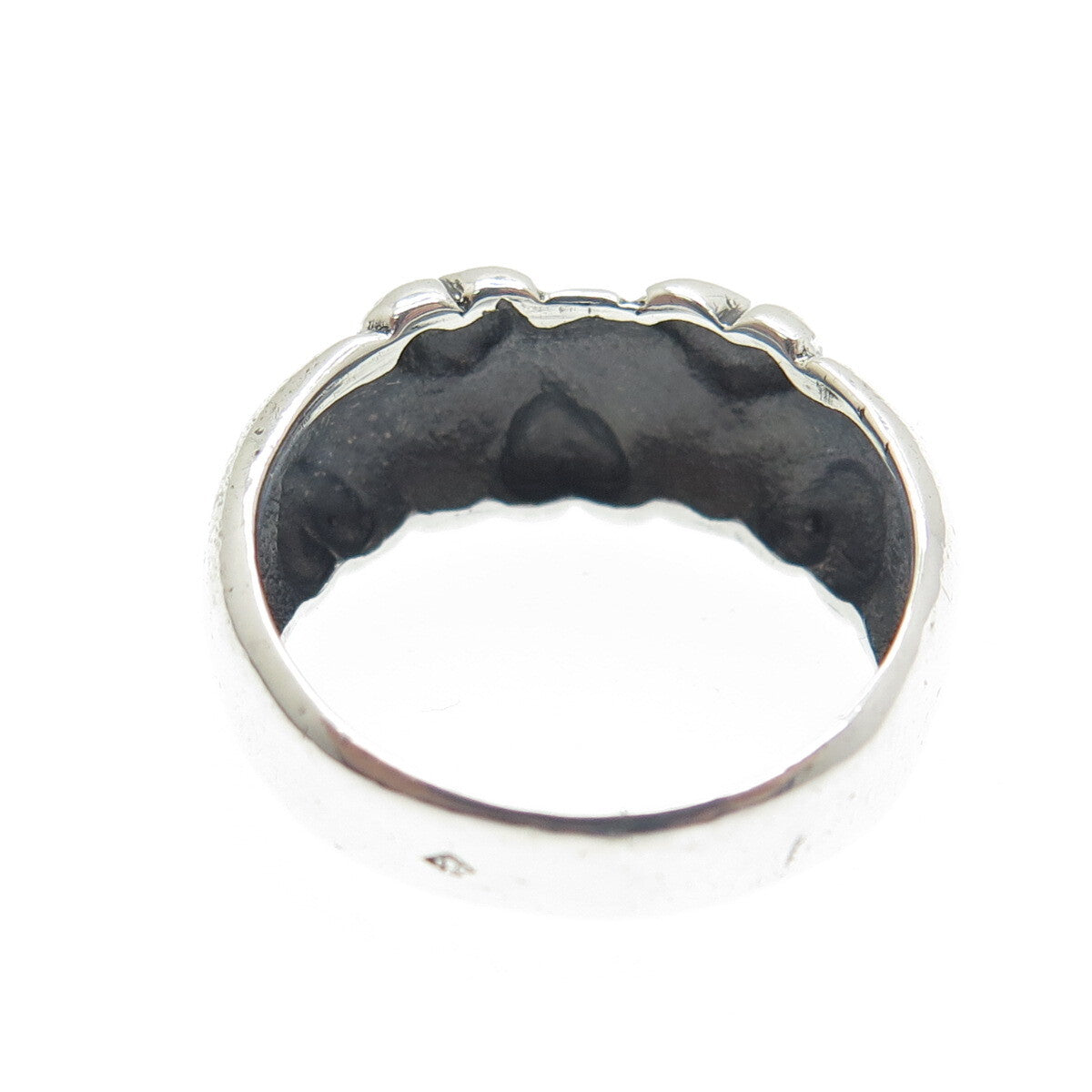 925 Sterling Silver Vintage France Puffy Heart Modernist Ring Size 7