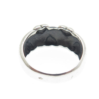925 Sterling Silver Vintage France Puffy Heart Modernist Ring Size 7