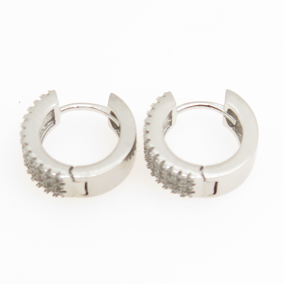925 Sterling Silver Round-Cut C Z Multi-Row Hoop Earrings