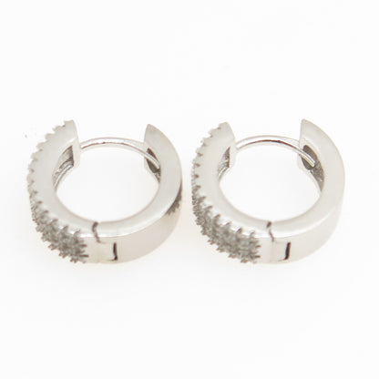 925 Sterling Silver Round-Cut C Z Multi-Row Hoop Earrings