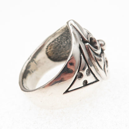 925 Sterling Silver Vintage Cross Oxidized Ring Size 11.25