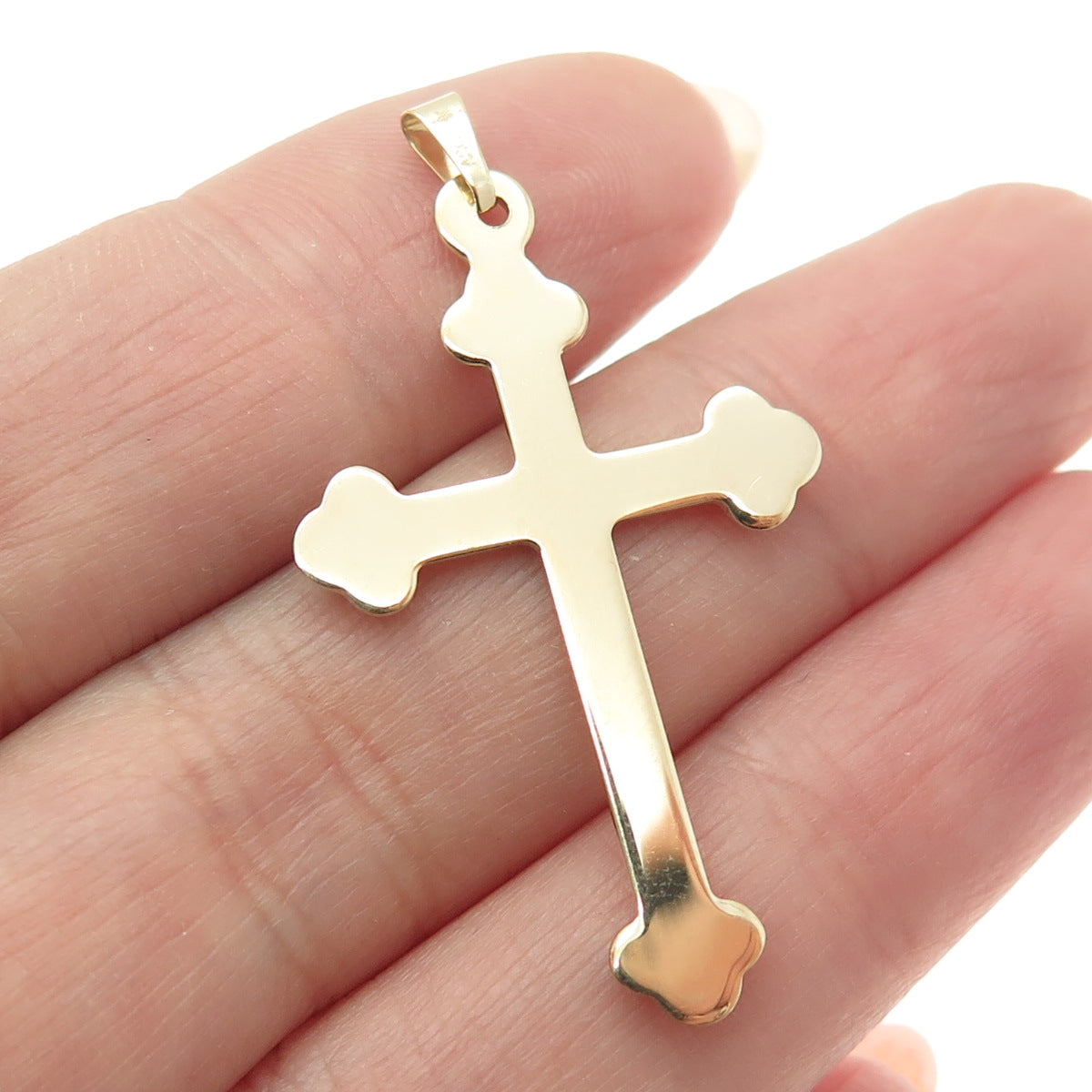 14K Yellow & White Gold Cross Religious Charm Pendant