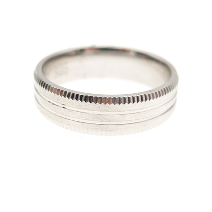 925 Sterling Silver Ribbed Band Ring Size 9.25