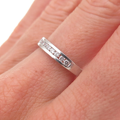 925 Sterling Silver Round-Cut C Z Half Eternity Band Ring Size 7.25
