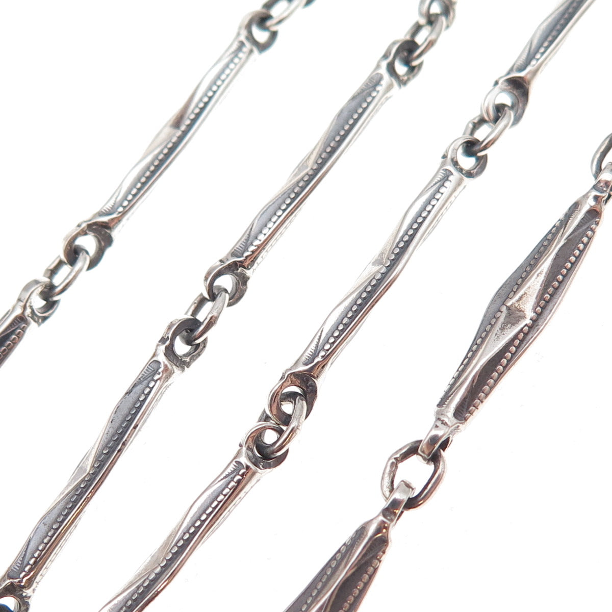 925 Sterling Silver Vintage Oxidized Bar Chain Necklace 18"