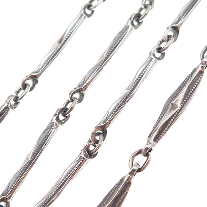 925 Sterling Silver Vintage Oxidized Bar Chain Necklace 18"