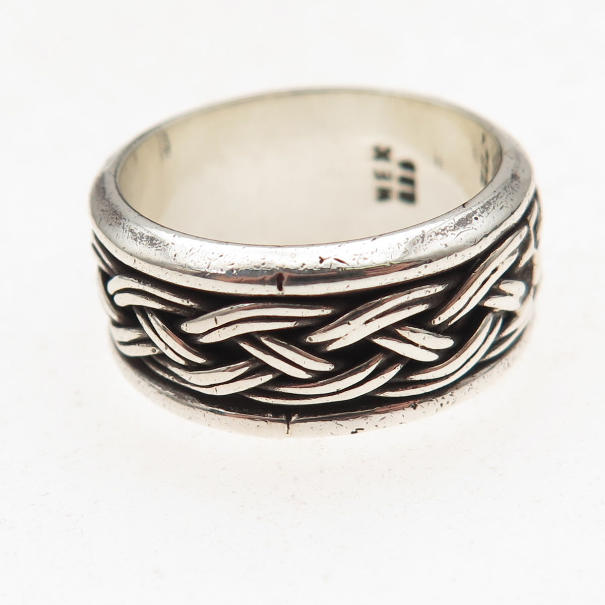 925 Sterling Silver Vintage Mexico Braided Oxidized Band Ring Size 10