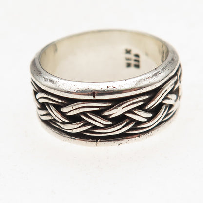 925 Sterling Silver Vintage Mexico Braided Oxidized Band Ring Size 10