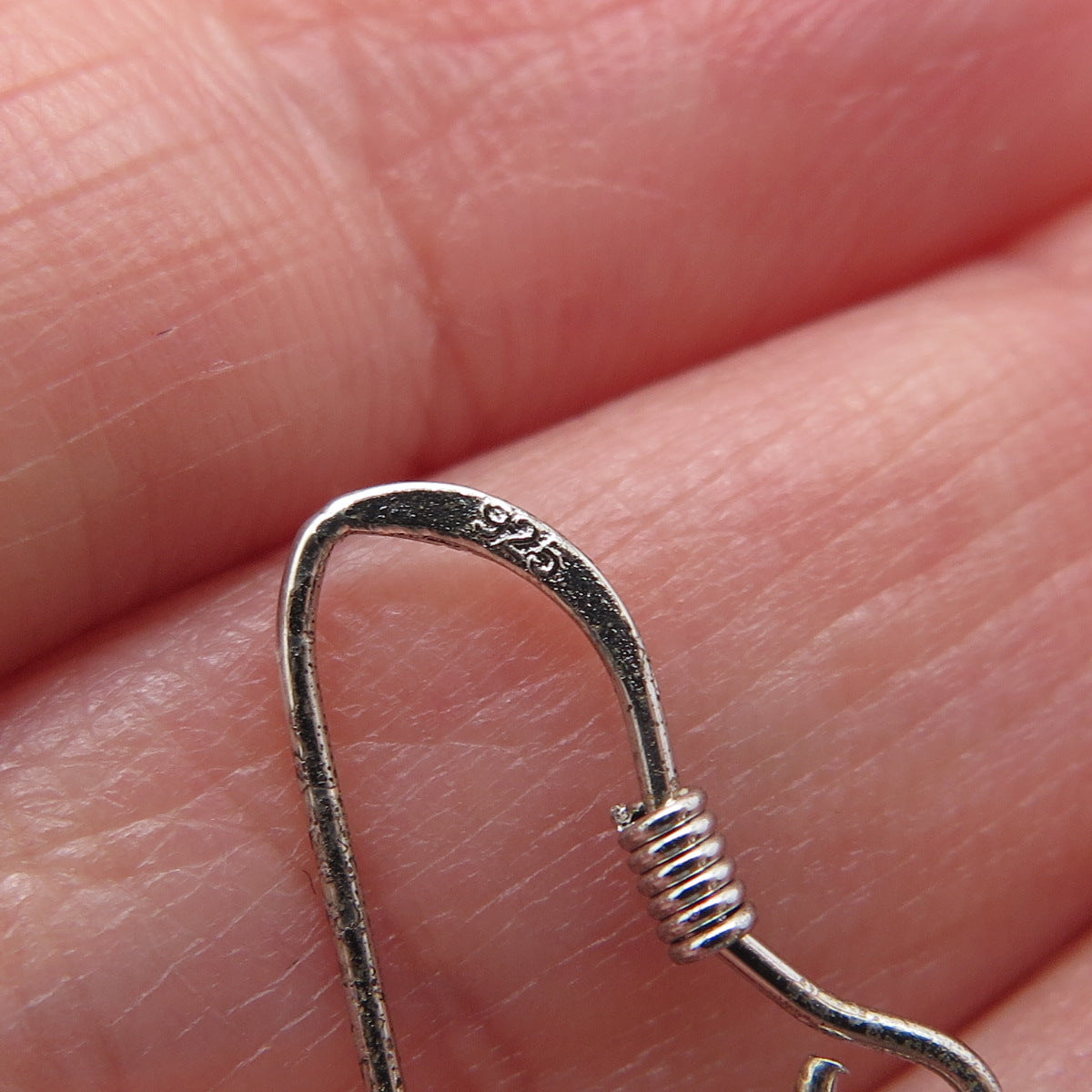 925 Sterling Silver Real Round-Cut Black Diamond Hammered Dangle Earrings