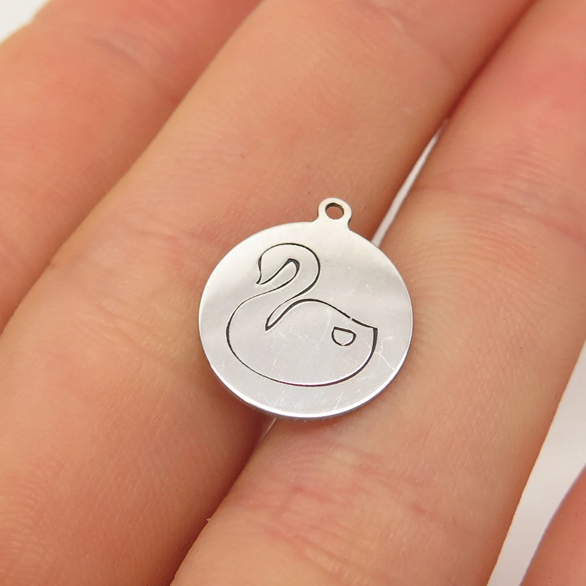925 Sterling Silver USA Two In Town Swan Bird Charm Pendant
