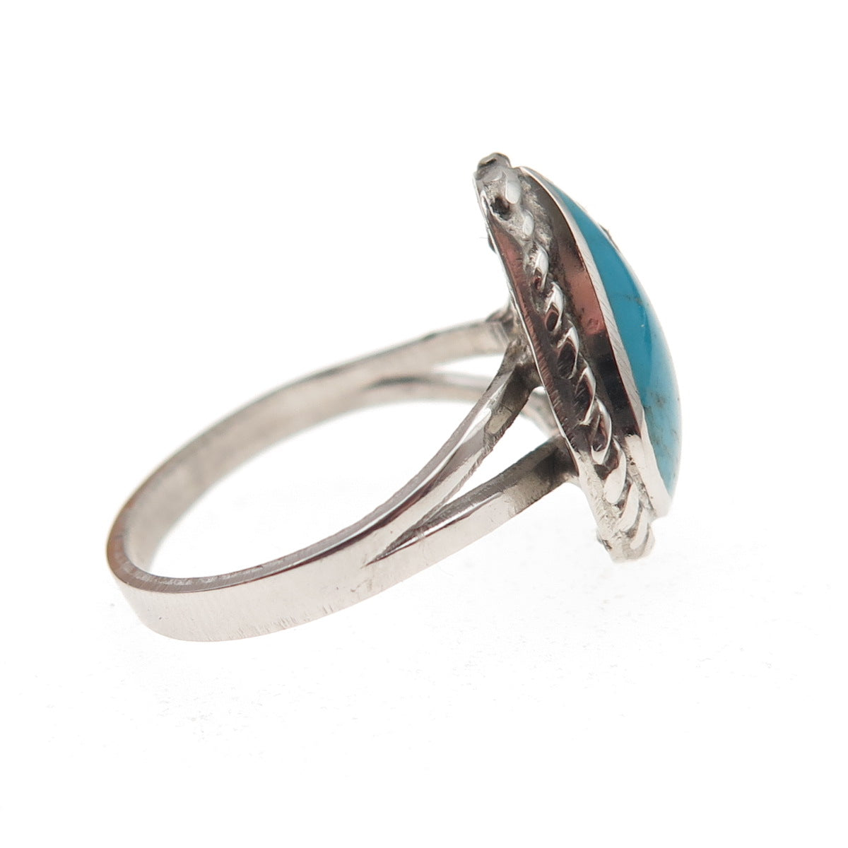 Old Pawn Sterling Silver Vintage Southwestern Turquoise Tribal Ring Size 5.25