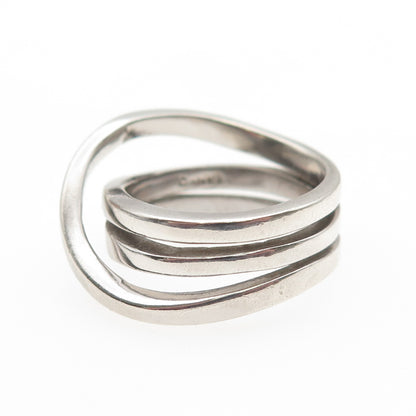 925 Sterling Silver Vintage Modernist Crisscross Spiral Ring Size 7
