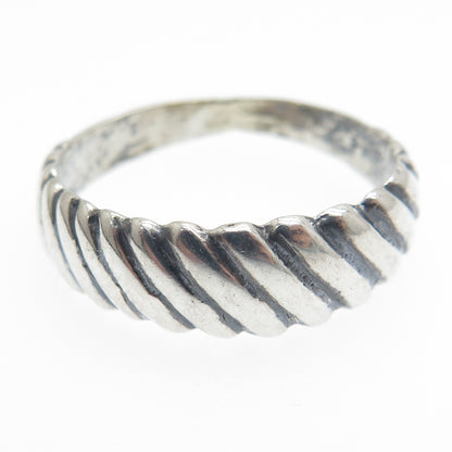 925 Sterling Silver Vintage Ribbed Oxidized Ring Size 9.25