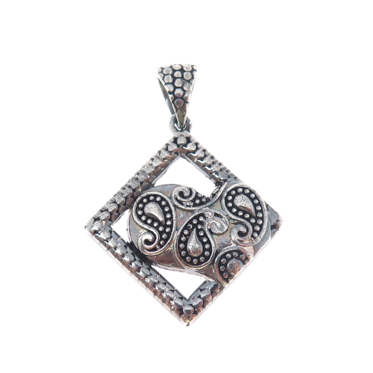 925 Sterling Silver Vintage Dragon Scale Oxidized Charm Pendant