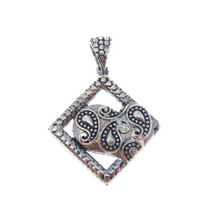 925 Sterling Silver Vintage Dragon Scale Oxidized Charm Pendant