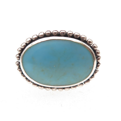Ken Crafts 925 Sterling Silver Vintage Real Turquoise Beaded Ring Size 6.75
