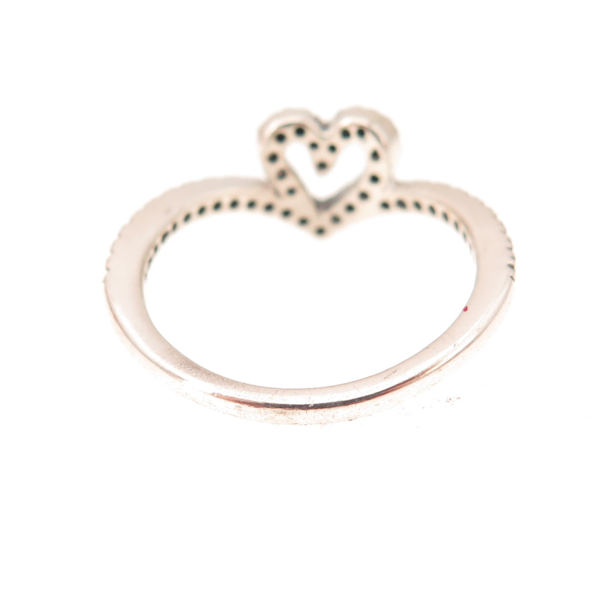 Pandora 925 Sterling Silver C Z Sparkling Wishbone Heart Ring Size 4.5