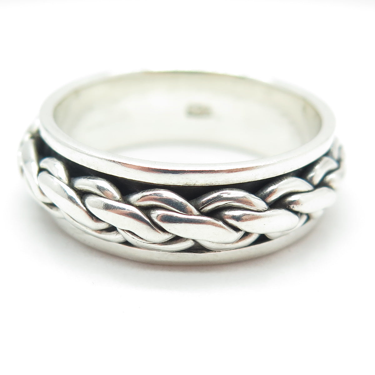 925 Sterling Silver Vintage Braided Oxidized Band Ring Size 13