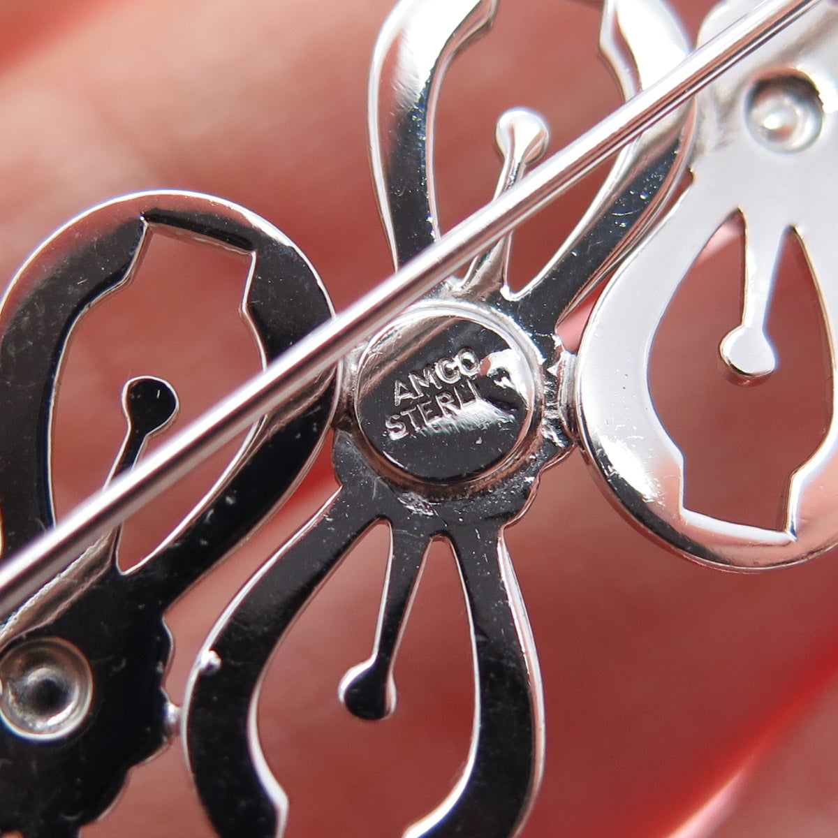 AMCO 925 Sterling Silver Vintage Flower Blossom Infinity Link Pin Brooch