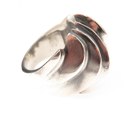 925 Sterling Silver Vintage Mexico Modernist Dome Oxidized Ring Size 8