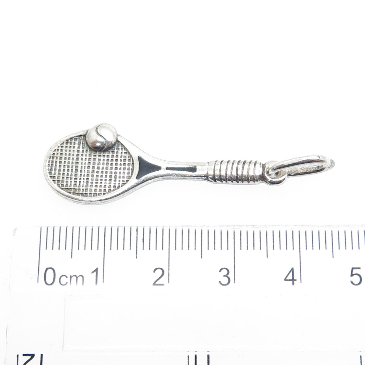 925 Sterling Silver Vintage Tennis Racquet & Ball Pendant