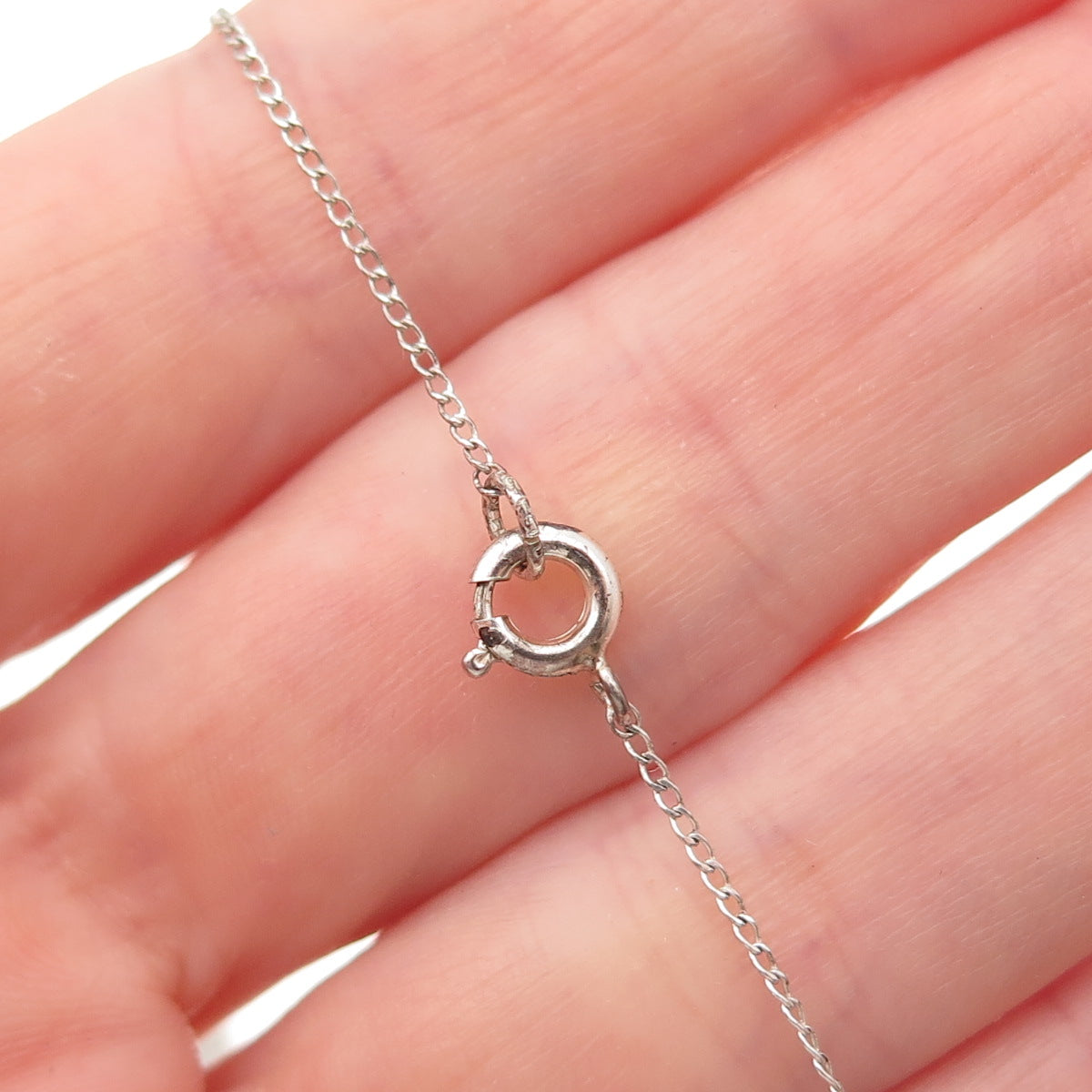 Tru-Kay 925 Sterling Silver Vintage Real Opalite Curb Chain Necklace 16"