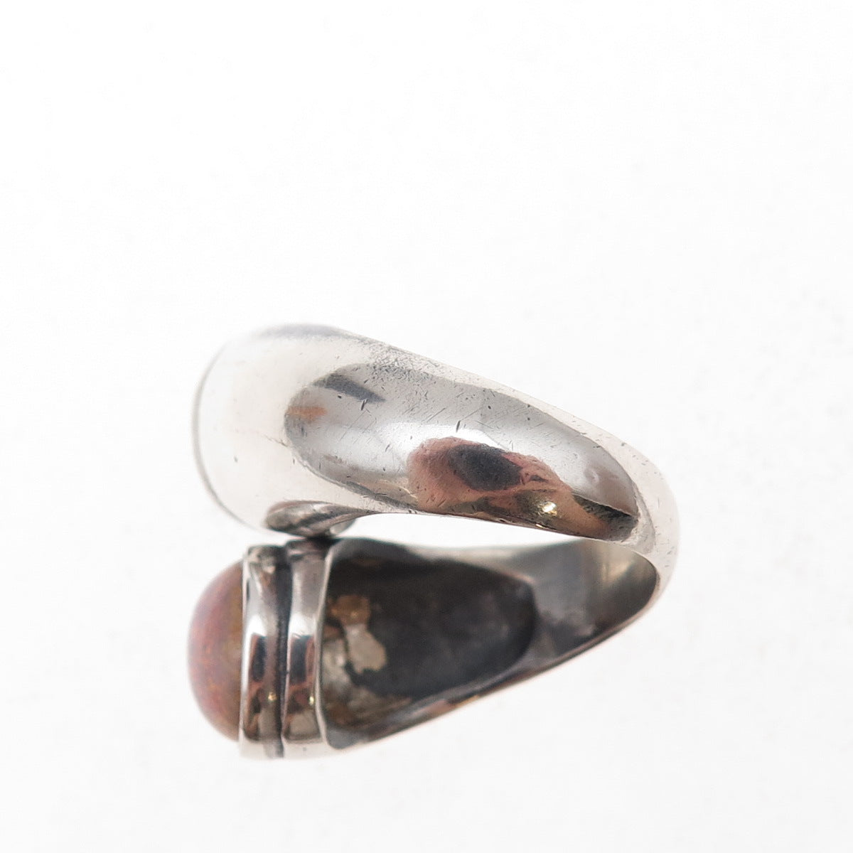 925 Sterling Silver Vintage Dragon Breath Opal Adjustable Bypass Ring Size 6