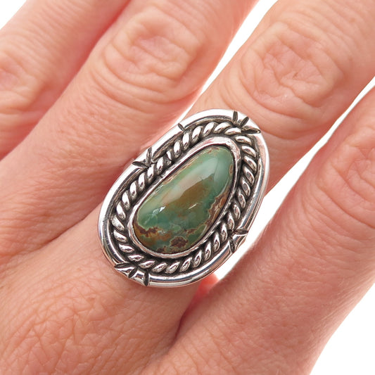 B.J. Guerro Navajo Old Pawn 925 Sterling Silver Vintage Turquoise Ring Size 6.75