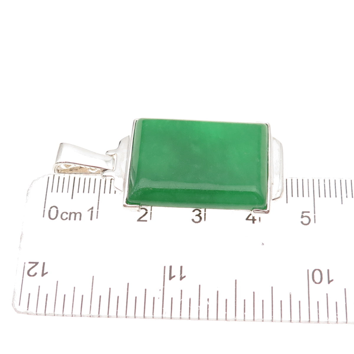 925 Sterling Silver Vintage Real Jade Charm Pendant