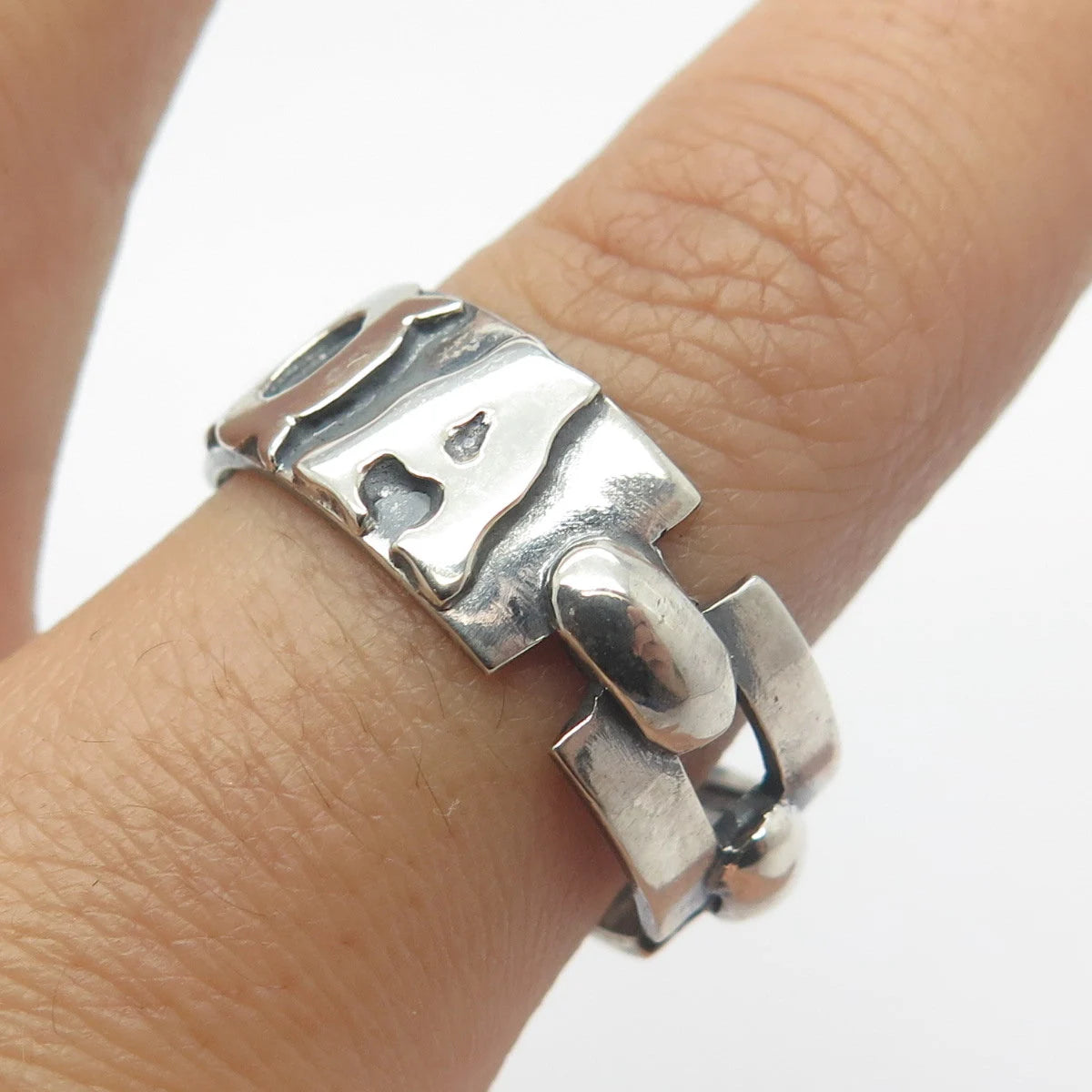 925 Sterling Silver Vintage Chain Band Ring Size 11.25